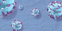 Novel coronavirus under the microscope on a blue background banner