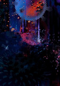 Red and blue halftone coronavirus remix illustration with design space