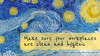 Van Gogh&#39;s The Starry Night coronavirus pandemic remix psd mockup banner 