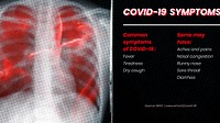Chest X-ray scan with COVID-19 symptoms based on WHO vector banner
