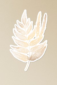 Golden fern leaves sticker design element