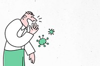 Cover your nose and mouth when sneezing to prevent coronavirus contamination illustration