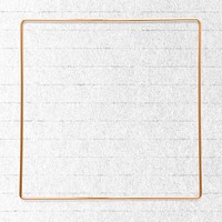 Square gold frame on a white paper textured background