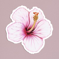 Halftone Hibiscus flower sticker with white border