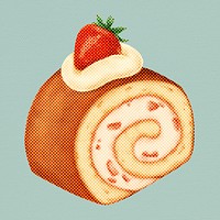 Halftone strawberry shortcake roll sticker
