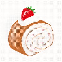 Halftone strawberry shortcake roll sticker overlay