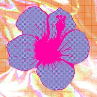 Funky neon halftone Hibiscus flower sticker