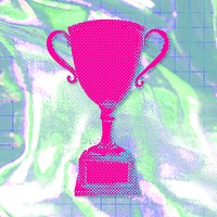 Hand drawn funky trophy halftone style illustration