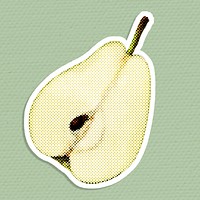 Halftone pear cut in a half sticker  with a white border