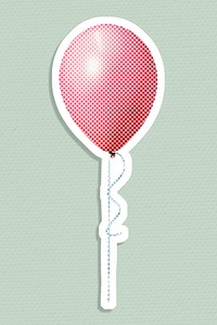 Halftone pink oval shaped balloon sticker  with a white border