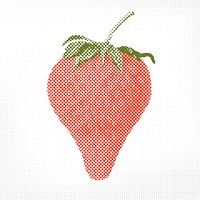 Halftone strawberry sticker design element