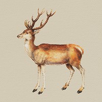 Hand drawn deer halftone style illustration