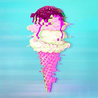 Ice cream with glitch effect design elelment