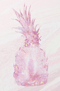 Pink holographic pineapple sticker design resource illustration