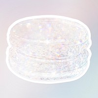 Silver holographic sweet macaron sticker with white border