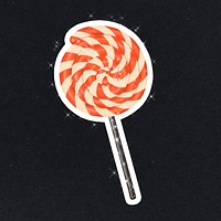 Hand drawn lollipop sticker design element with white border