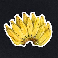 Hand drawn sparkling bananas sticker with white border
