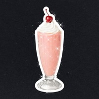 Strawberry milkshake glitter sticker design element