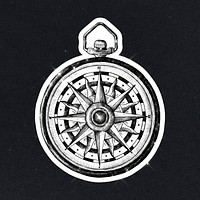 Sparkling classic compass sticker with white border