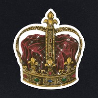 Sparkling royal crown sticker with white border