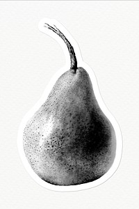 Hand drawn monotone pear sticker design element