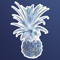 Blue holographic pineapple sticker design resource illustration