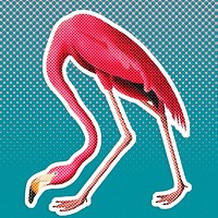 Pink flamingo halftone style sticker