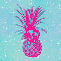 Pink pineapple halftone style design element illustration