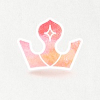 Pink textured paper crown sticker design element
