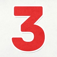 Red number three sticker design element