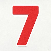 Red number seven sticker design element