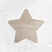 Wooden textured star sticker with white border