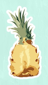 Vectorized pineapple sticker with white border design resource