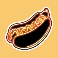 Neon hot dog sticker with white border design element