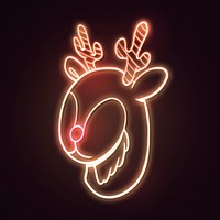 Neon antlers sticker overlay on black background