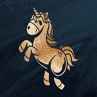 Shimmering golden unicorn sticker overlay design resource 