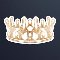 Glittery gold crown sticker  with a white border