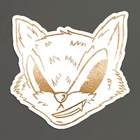 Golden cunning fox sticker overlay with a white border design resource
