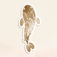 Glittery Koi carp fish sticker with white border