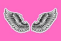Wings outline sticker overlay with a white border vector