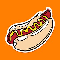 Hot dog sticker with white border vector