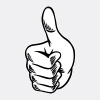 Thumbs up outline sticker overlay vector 