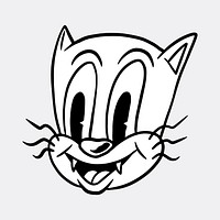 Cute cat cartoon sticker on gray background vector