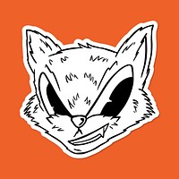 Cunning fox outline sticker overlay with a white border design resource vector