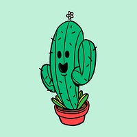 Green saguaro cactus sticker design element