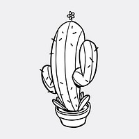 Black and white saguaro cactus design element