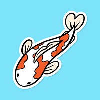 Koi carp fish sticker on blue background vector