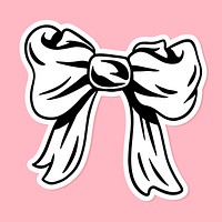 Cute bow sticker on pink background vector