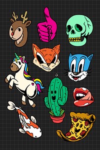 Colorful cute sticker collection  vector