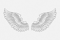 Gray wings outline sticker overlay design resource 